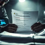 Cybersecurity analist bekijkt penetratietestrapport met waarschuwingen, laptop toont netwerkkwetsbaarheden op achtergrond
