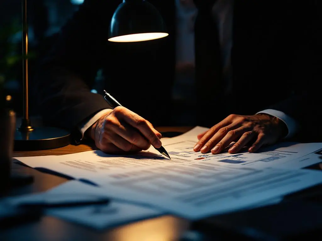 Cybersecurity expert bestudeert Nederlandse juridische documenten aan bureau met laptop met netwerkbeveiligingsdiagrammen