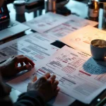 Cybersecurity professional typt op laptop met penetratietestingrapporten en kwetsbaarheidsanalyses op bureau