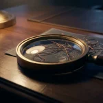 Vergrootglas op donker bureau dat verwarde koperen circuits en printplaatsporen onderzoekt, symboliseert kwetsheidanalyse in cybersecurity.