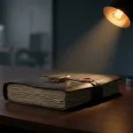 Officieel nalevingsdocument met rood zegel en hangslot op donker bureau, verlicht door gerichte bureaulamp.